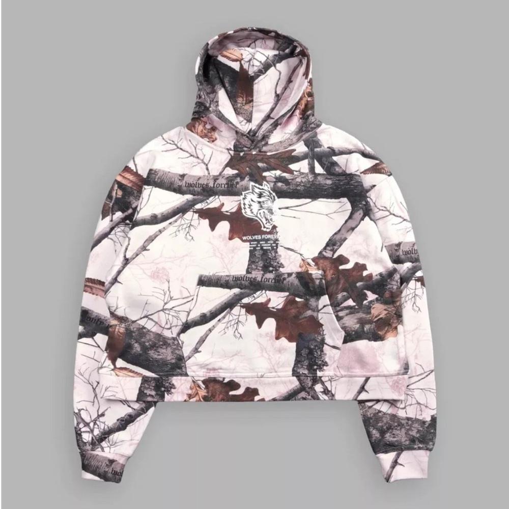 DARC SPORT HAVE YOUR BACK "BOX CUT" HOODIE IN BABY PINK WOODLAND CAMO - Large